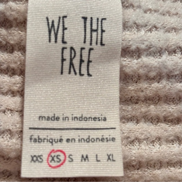 We The Free Oversized Waffle Knit Top, XS, Cream,Boho School Work Casual Weekend - Picture 6 of 9